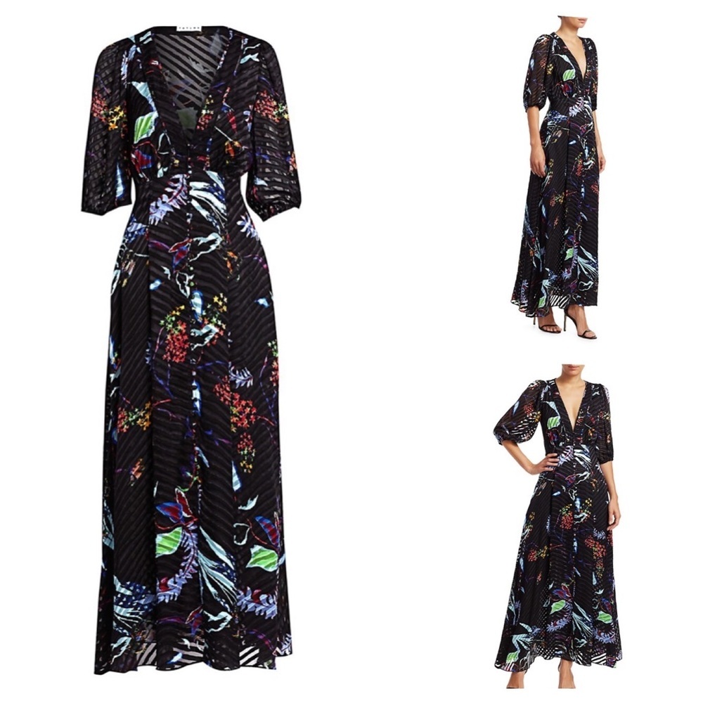 Tanya Taylor
Ariela Burnout Striped Floral Stretch-Silk Maxi Dress